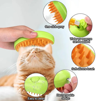 Cat & Dog Steamy Brush 3-in-1 Withlovetopets™